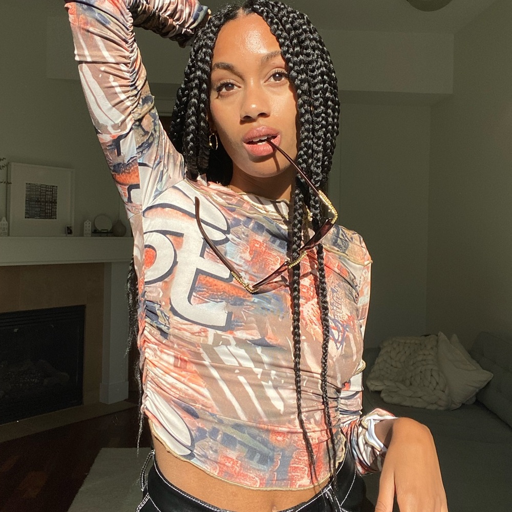 90s vibe Printed long sleeve top